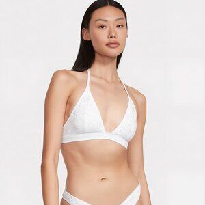 Victoria’s Secret Eyelet Halter Bikini Top | White Sweetheart Lace Sz S NWT